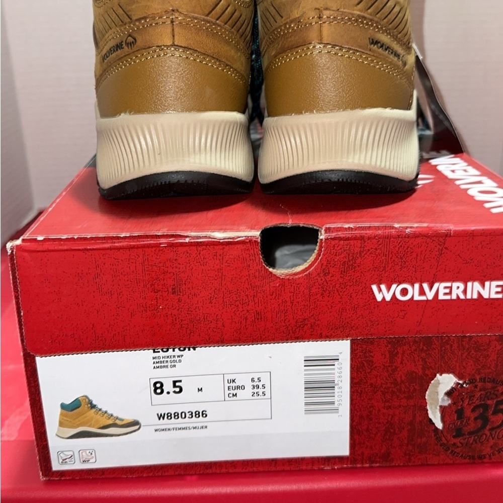Wolverine Luton Mid Hiker Waterproof Boots Amber Gold Women’s 8.5M New in Box - Picture 5 of 5